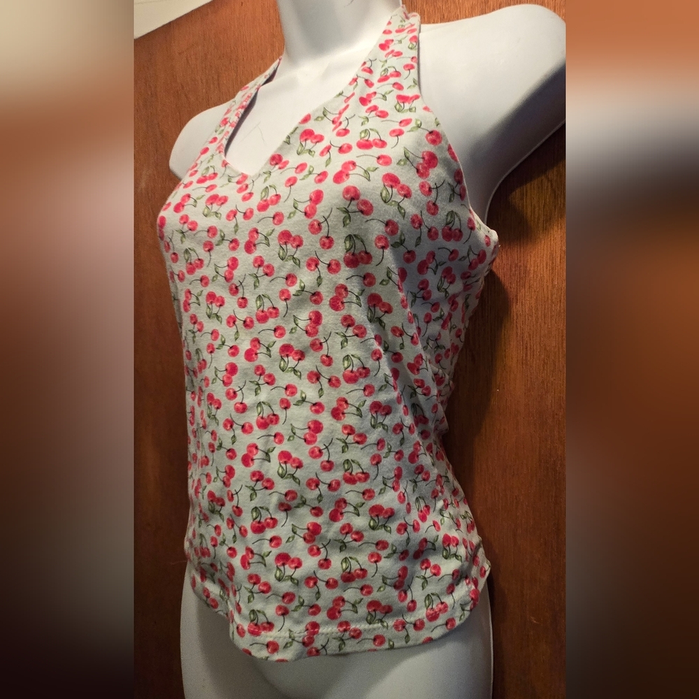 Xhilaration Cherry Print V-Neck Halter Top SzS NWT - Picture 4 of 6